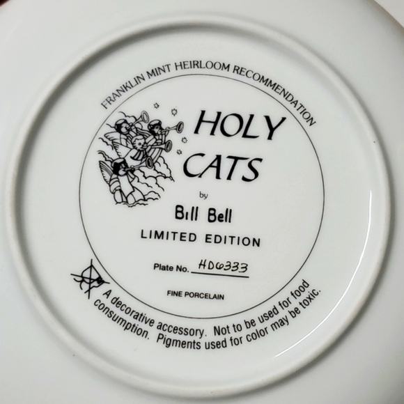 Holy Cats Franklin Mint 8" Porcelain Plate Decor Heirloom Recommendation Limited - Picture 9 of 16
